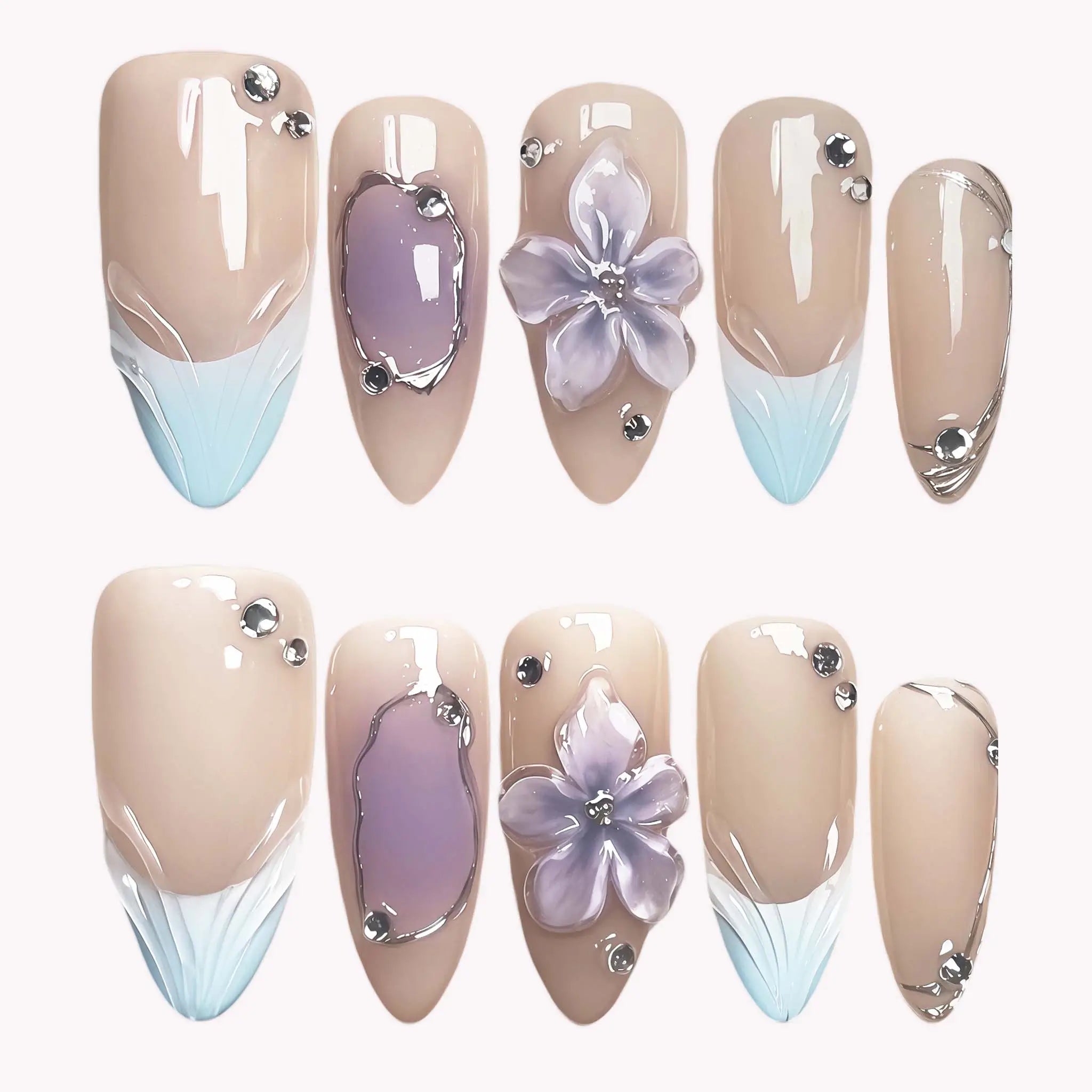 Premium Press On Nails 1B90BA - Image 1