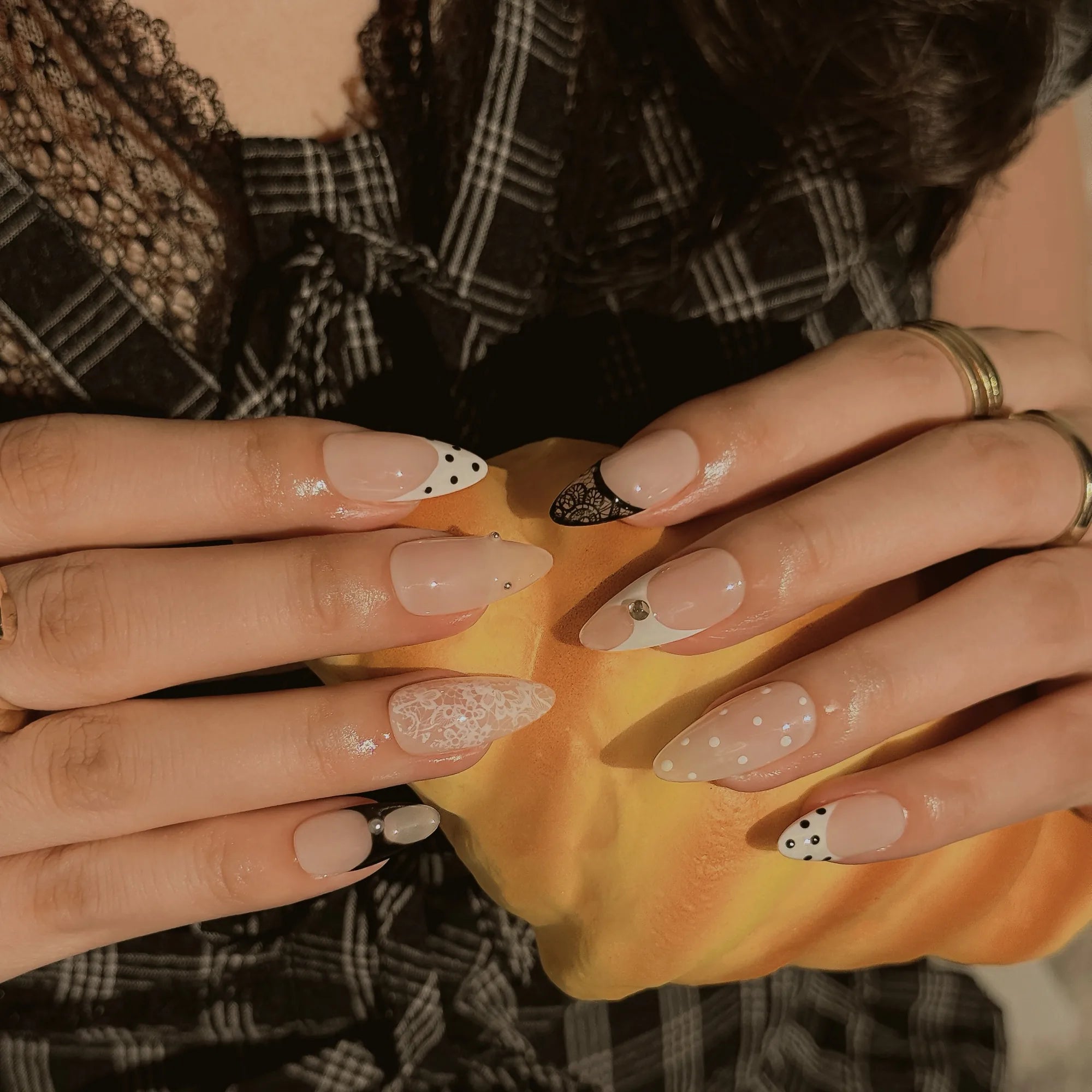 Noir Lace Whisper press-on nails — detail image 1