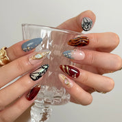 Opal Ember Orbit press-on nails in Nude, Red, Blue, Gold, detail view 2