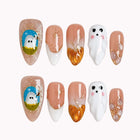 Amber Ghost Lantern press-on nails in Nude, White, Orange, Blue, Gold, Black on a white background