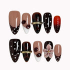 Cherry Noir Petals press-on nails in Black, Red, Pink, Nude, White, Gold on a white background