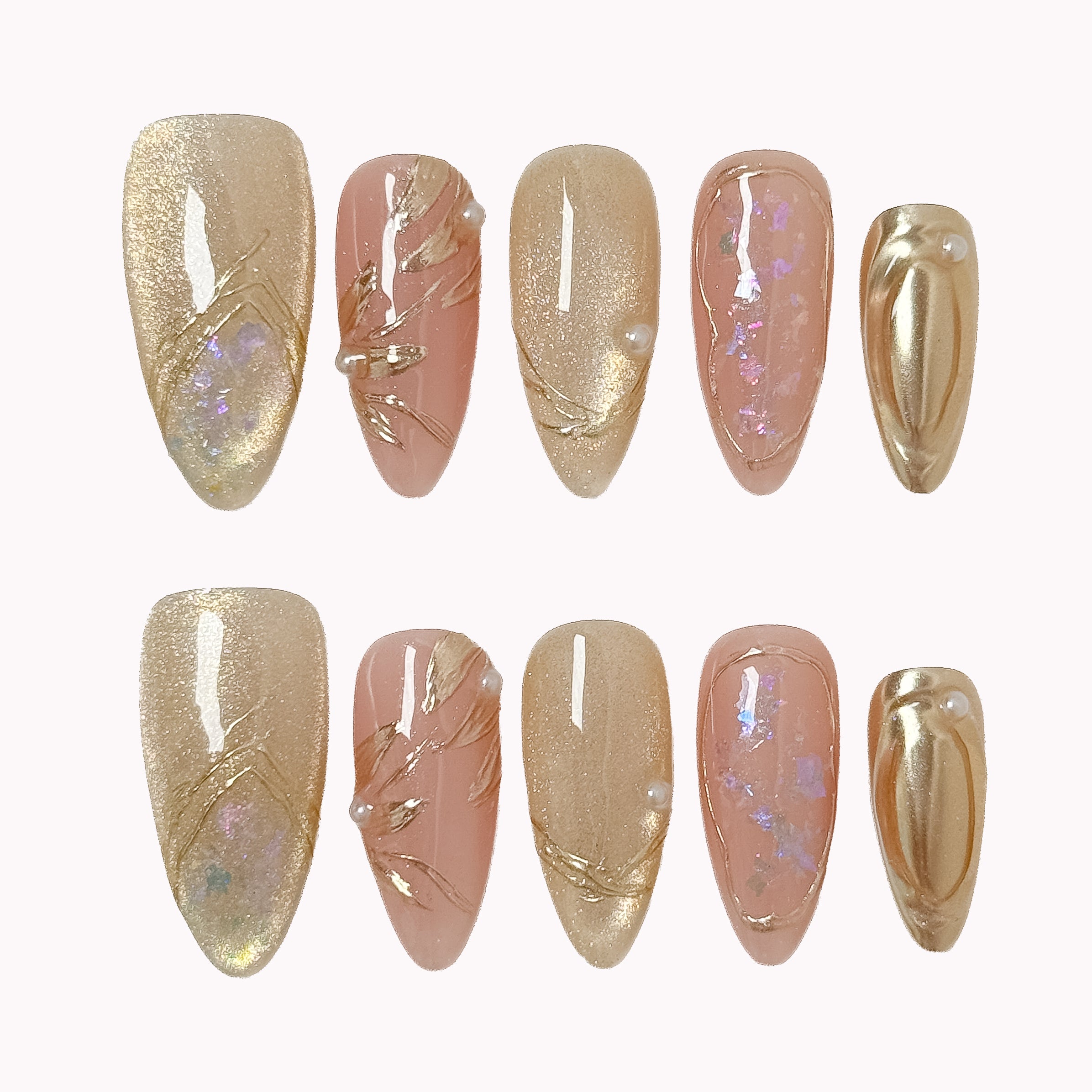 Daphne’s Golden Laurel reusable press-on nail set