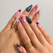 Teddy Gift Gala press-on nails shown on hand